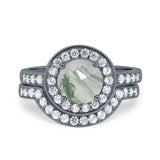 Two Piece Round Natural Stone Bridal Ring