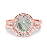 Two Piece Round Natural Stone Bridal Ring