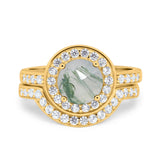 Two Piece Round Natural Stone Bridal Ring
