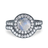Two Piece Round Natural Stone Bridal Ring