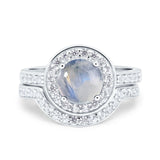 Two Piece Round Natural Stone Bridal Ring