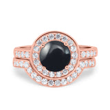 Two Piece Round Natural Stone Bridal Ring