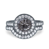 Two Piece Round Natural Stone Bridal Ring
