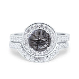 Two Piece Round Natural Stone Bridal Ring