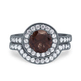 Two Piece Round Natural Stone Bridal Ring