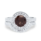 Two Piece Round Natural Stone Bridal Ring