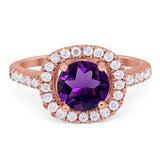 Vintage Style Round Natural Stone Halo Ring