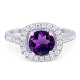 Vintage Style Round Natural Stone Halo Ring