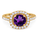 Vintage Style Round Natural Stone Halo Ring