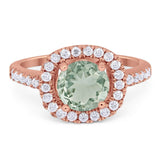 Vintage Style Round Natural Stone Halo Ring