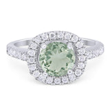 Vintage Style Round Natural Stone Halo Ring