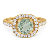 Vintage Style Round Natural Stone Halo Ring