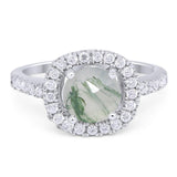 Vintage Style Round Natural Stone Halo Ring