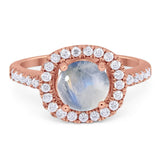 Vintage Style Round Natural Stone Halo Ring