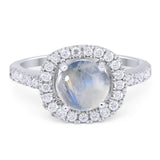 Vintage Style Round Natural Stone Halo Ring