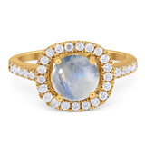 Vintage Style Round Natural Stone Halo Ring