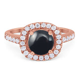 Vintage Style Round Natural Stone Halo Ring