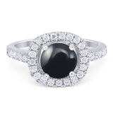 Vintage Style Round Natural Stone Halo Ring