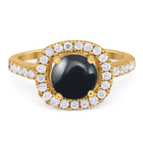 Vintage Style Round Natural Stone Halo Ring