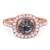 Vintage Style Round Natural Stone Halo Ring