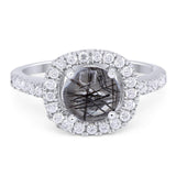 Vintage Style Round Natural Stone Halo Ring