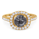 Vintage Style Round Natural Stone Halo Ring