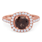 Vintage Style Round Natural Stone Halo Ring