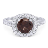 Vintage Style Round Natural Stone Halo Ring