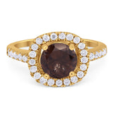Vintage Style Round Natural Stone Halo Ring