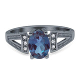 Art Deco Oval Natural Stone Wedding Ring
