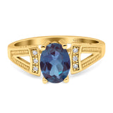 Art Deco Oval Natural Stone Wedding Ring