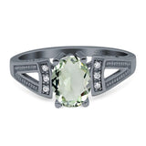 Art Deco Oval Natural Stone Wedding Ring