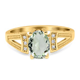 Art Deco Oval Natural Stone Wedding Ring