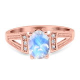 Art Deco Oval Natural Stone Wedding Ring