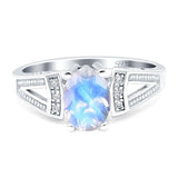 Art Deco Oval Natural Stone Wedding Ring