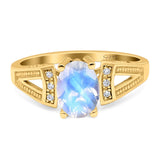 Art Deco Oval Natural Stone Wedding Ring