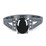 Art Deco Oval Natural Stone Wedding Ring