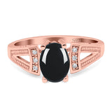 Art Deco Oval Natural Stone Wedding Ring