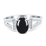 Art Deco Oval Natural Stone Wedding Ring