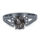Art Deco Oval Natural Stone Wedding Ring
