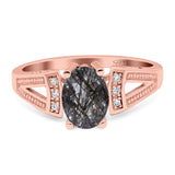 Art Deco Oval Natural Stone Wedding Ring