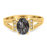 Art Deco Oval Natural Stone Wedding Ring