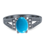 Art Deco Oval Natural Stone Wedding Ring