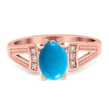Art Deco Oval Natural Stone Wedding Ring