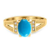 Art Deco Oval Natural Stone Wedding Ring