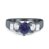 Art Deco Round Natural Stone Cocktail Ring