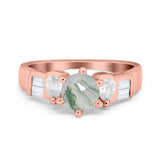 Art Deco Round Natural Stone Cocktail Ring