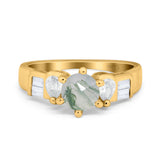 Art Deco Round Natural Stone Cocktail Ring