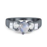 Art Deco Round Natural Stone Cocktail Ring