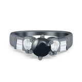 Art Deco Round Natural Stone Cocktail Ring